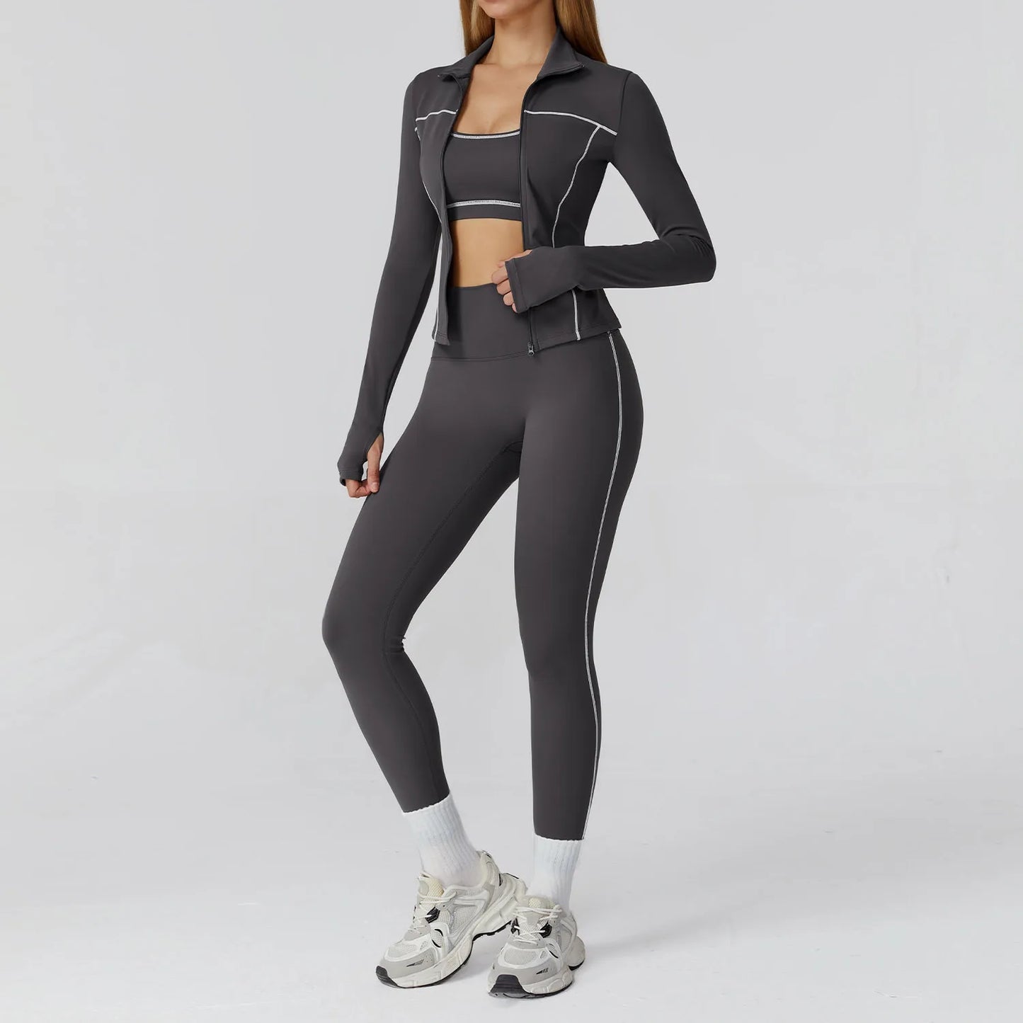 Seamless Yoga Set 2/3PCS Gym Clothes Sportswear Yoga Suits Women Fitness Set Tracksuits Sports Long Sleeve Jacket Gym Leggings