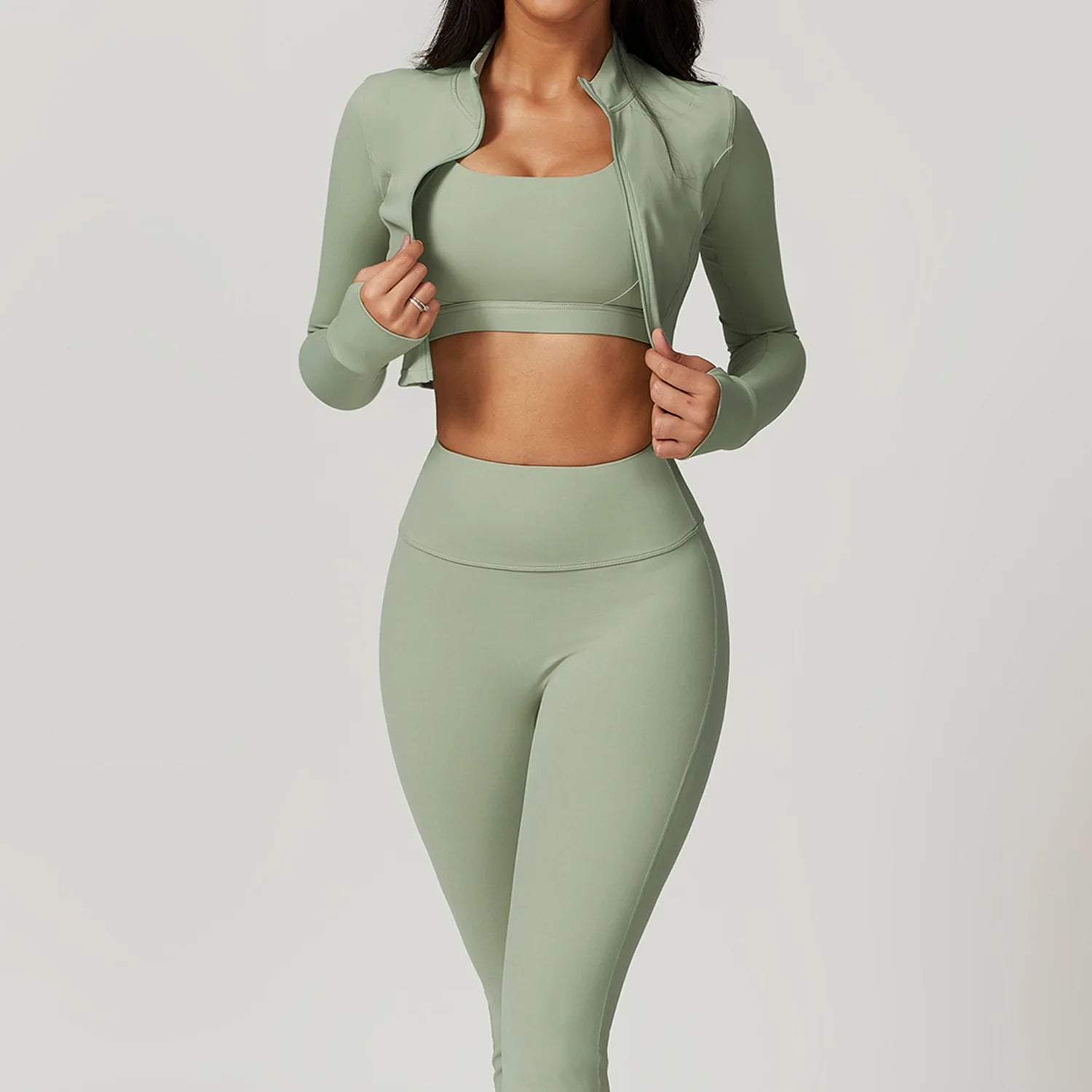 Seamless Yoga Sets Sports Fitness High Waist Hip-lifting Tight Naked Shockproof Sports Bra Tracksuit Gym Yoga Three-piece Suit