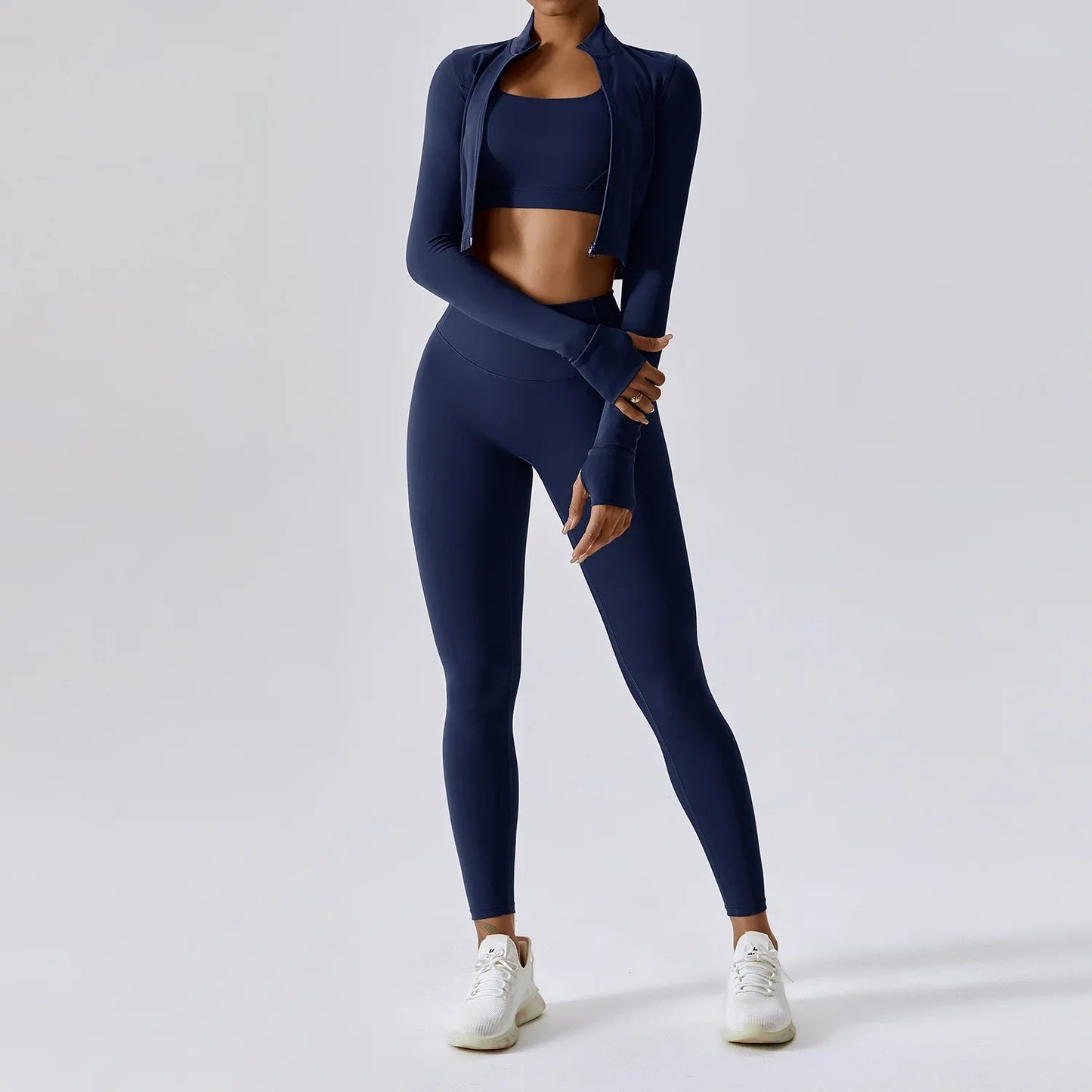 Seamless Yoga Sets Sports Fitness High Waist Hip-lifting Tight Naked Shockproof Sports Bra Tracksuit Gym Yoga Three-piece Suit