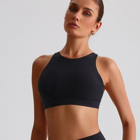 Solid Color Butter Cross Back Gym Underwear Sports Top Women Fitness Bra Tights Yoga Vest High impact shockproof With Chest Pad