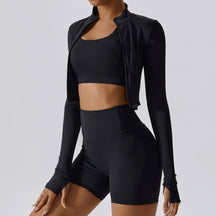 Seamless Yoga Sets Sports Fitness High Waist Hip-lifting Tight Naked Shockproof Sports Bra Tracksuit Gym Yoga Three-piece Suit