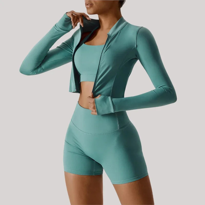 Seamless Yoga Sets Sports Fitness High Waist Hip-lifting Tight Naked Shockproof Sports Bra Tracksuit Gym Yoga Three-piece Suit