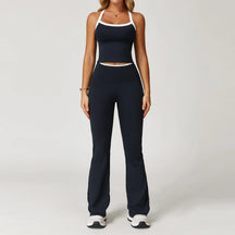 Women's Clothes 2 Pieces Workout Tracksuit Yoga Set Sportswear Gym Clothing High Waist Bell-bottoms Sexy Fitness Bta Sports Suit
