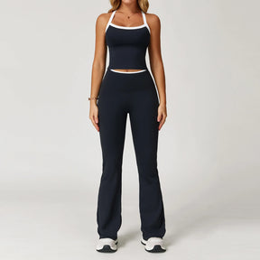 Women's Clothes 2 Pieces Workout Tracksuit Yoga Set Sportswear Gym Clothing High Waist Bell-bottoms Sexy Fitness Bta Sports Suit