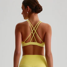 Solid Color Cross Back Sports Bra Women High Impact Gym Underwear Yoga Fitness Top Padded Tights Vest Shockproof Workout Tank