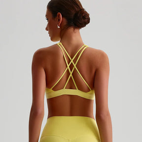 Solid Color Cross Back Sports Bra Women High Impact Gym Underwear Yoga Fitness Top Padded Tights Vest Shockproof Workout Tank
