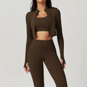 Seamless Yoga Sets Sports Fitness High Waist Hip-lifting Tight Naked Shockproof Sports Bra Tracksuit Gym Yoga Three-piece Suit