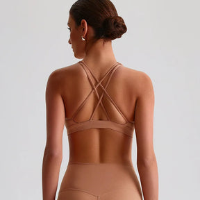 Solid Color Cross Back Sports Bra Women High Impact Gym Underwear Yoga Fitness Top Padded Tights Vest Shockproof Workout Tank