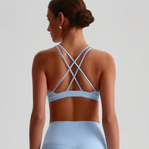 Solid Color Cross Back Sports Bra Women High Impact Gym Underwear Yoga Fitness Top Padded Tights Vest Shockproof Workout Tank