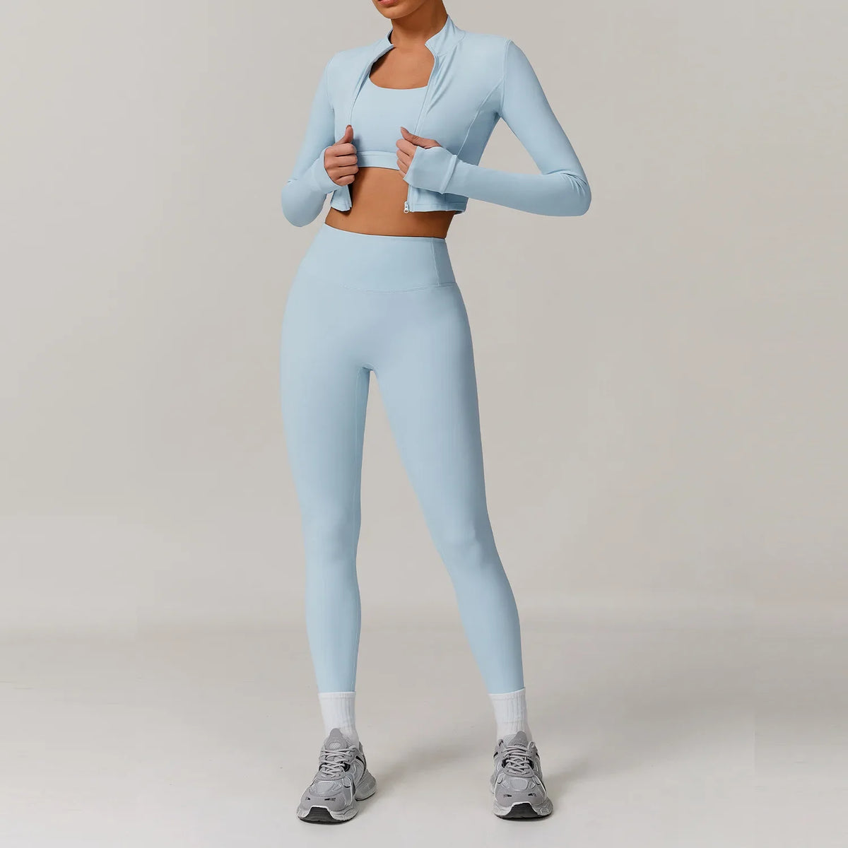 Seamless Yoga Sets Sports Fitness High Waist Hip-lifting Tight Naked Shockproof Sports Bra Tracksuit Gym Yoga Three-piece Suit