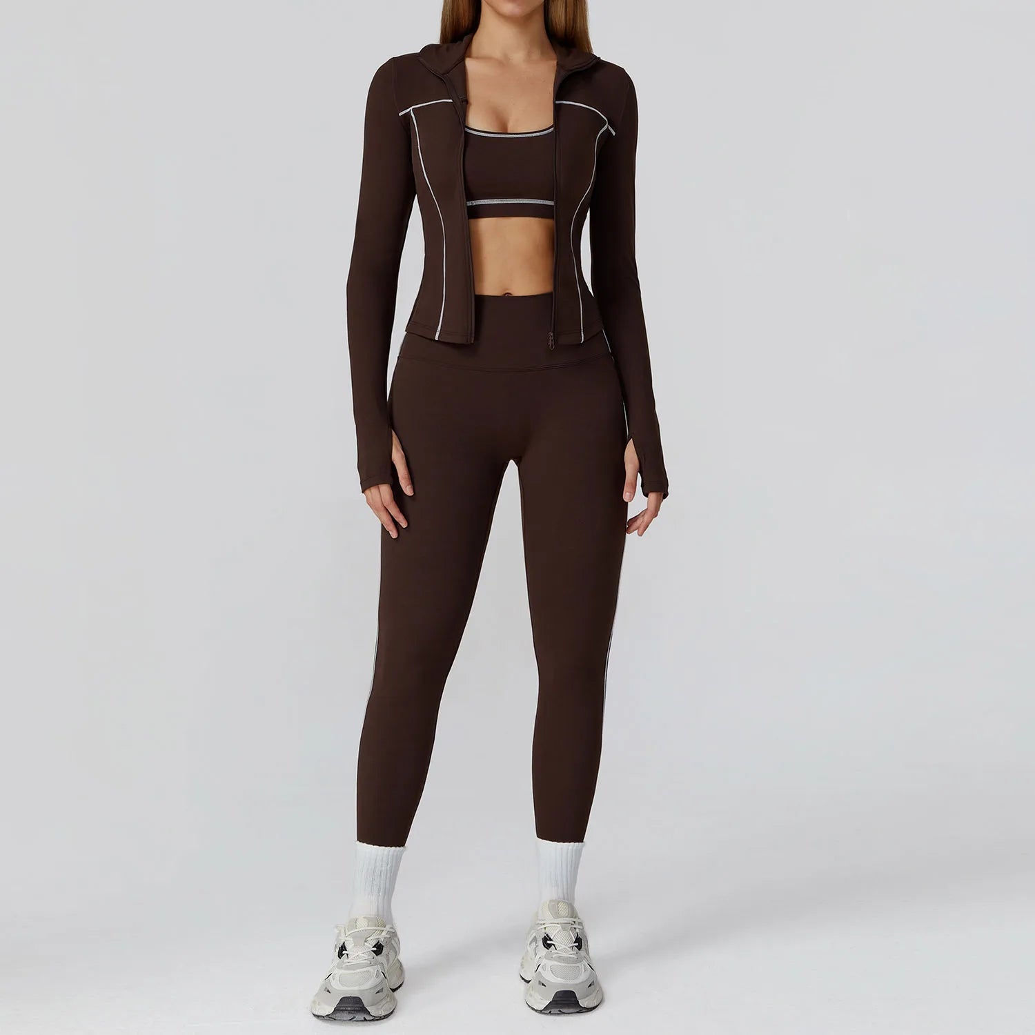 Seamless Yoga Set 2/3PCS Gym Clothes Sportswear Yoga Suits Women Fitness Set Tracksuits Sports Long Sleeve Jacket Gym Leggings