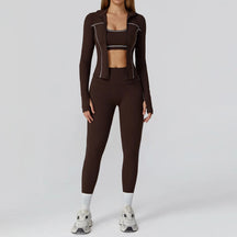 Seamless Yoga Set 2/3PCS Gym Clothes Sportswear Yoga Suits Women Fitness Set Tracksuits Sports Long Sleeve Jacket Gym Leggings