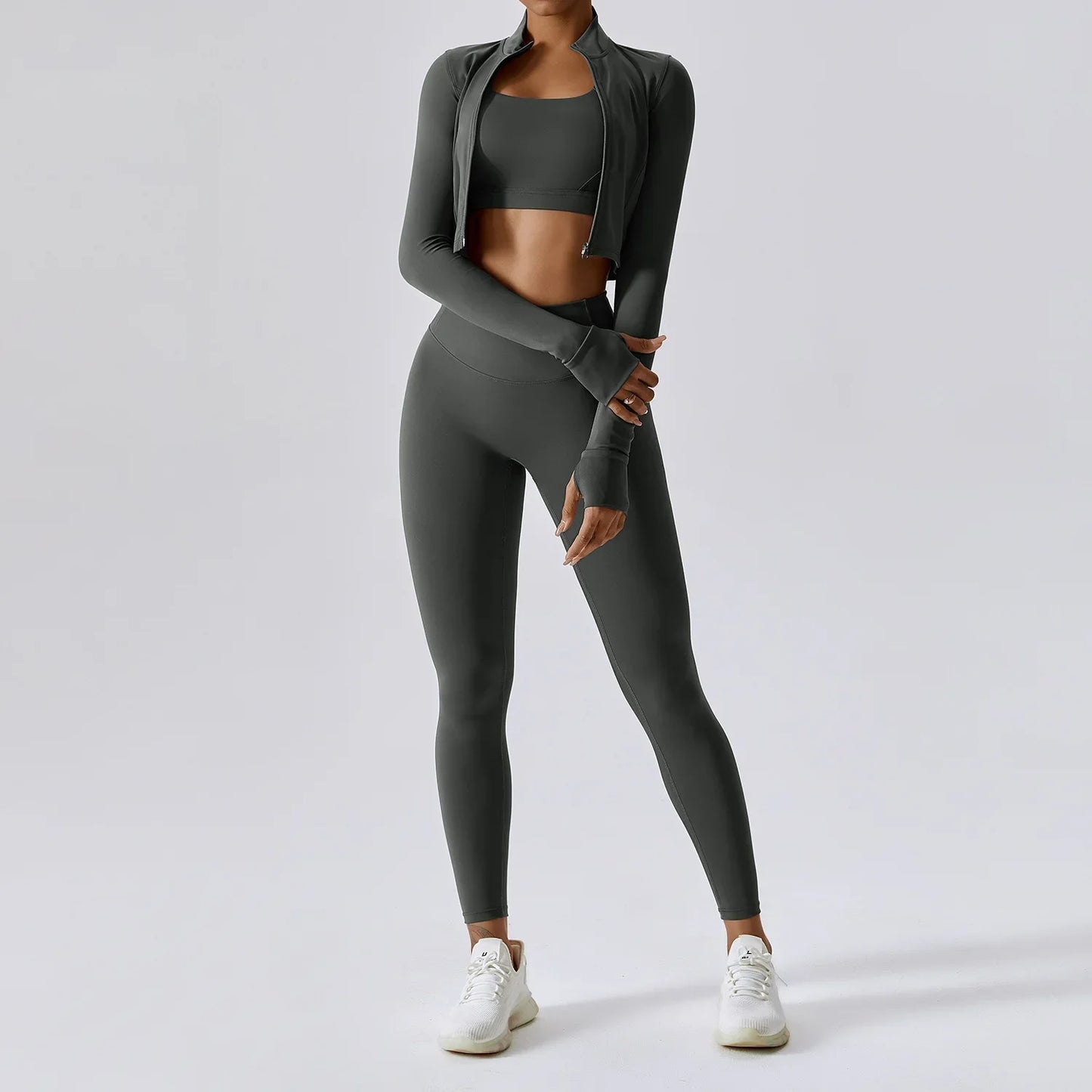 Seamless Yoga Sets Sports Fitness High Waist Hip-lifting Tight Naked Shockproof Sports Bra Tracksuit Gym Yoga Three-piece Suit