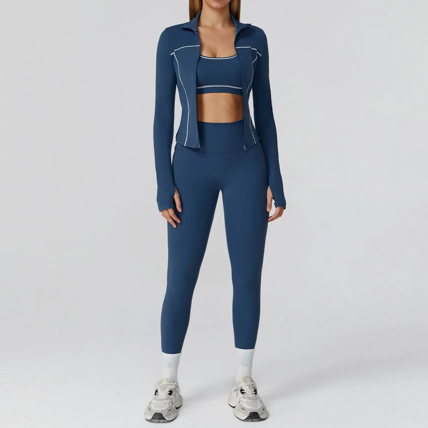 Seamless Yoga Set 2/3PCS Gym Clothes Sportswear Yoga Suits Women Fitness Set Tracksuits Sports Long Sleeve Jacket Gym Leggings