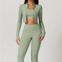 Seamless Yoga Sets Sports Fitness High Waist Hip-lifting Tight Naked Shockproof Sports Bra Tracksuit Gym Yoga Three-piece Suit